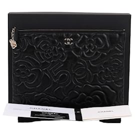 Chanel Clutch Bag Medium Black Camellia Gold