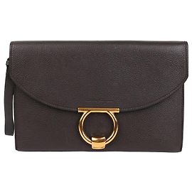 Salvatore Ferragamo Clutch com Alça Gancini Gold