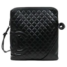 Chanel Cambon Schultertasche aus schwarzem Leder