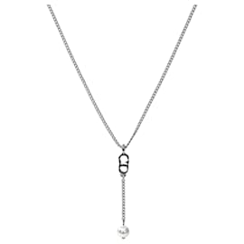 Collana Verticale CD Silver con Goccia di Perla - Dior