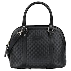 Gucci Mini Borsa Tote Dome in Pelle Microsima Nera