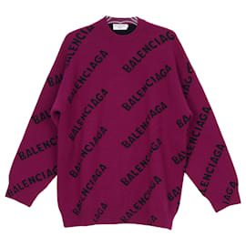Lila Strick mit Allover-Logo-Muster - Balenciaga