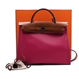 Hermès Bolso Tote y Bolso de Hombro de Lona de PVC Rosa con Nueva Cremallera