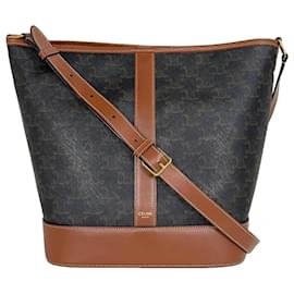  mala Bucket Medium em tela Triomphe e pele de vitela - Céline