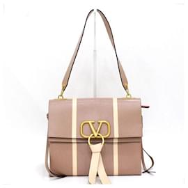 Garavani VLogo Schultertasche mit goldener Kette, Beige Medium - Valentino