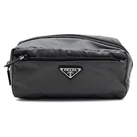 Bolso pouch unisex de Re-Nylon gris con logo triangular - Prada