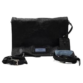 Bolso de hombro y bandolera Etiquette de piel negra con solapa - Prada