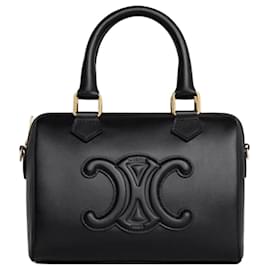 Céline Piccola borsa Boston in pelle di vitello morbida nera da donna, borsa tote e a tracolla