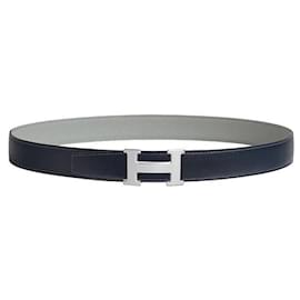 Hermès Cintura in pelle da uomo blu marino con fibbia reversibile