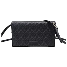 Gucci Borsa a tracolla mini GG Microsima in pelle nera