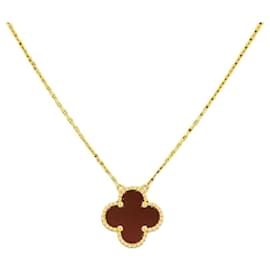 Vintage Alhambra Lucky Carnelian Yellow Gold Necklace - Van Cleef & Arpels