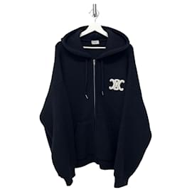 Céline Triope Wollstrick-Cardigan mit Kapuze und Reißverschluss