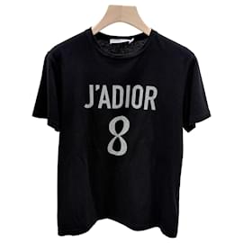 Dior Baumwoll-Leinen Kurzarm T-Shirt für Damen Schwarz