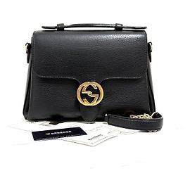 Gucci Borsa a tracolla con catena e manico superiore Interlocking Nera
