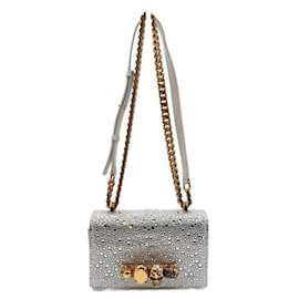 Mini borsa a tracolla satchel con paillettes e cristalli e catena dorata - Alexander Mcqueen