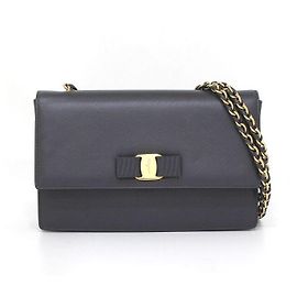 Salvatore Ferragamo Borsa a spalla e crossbody Ginny con catena dorata e logo a barra grigia