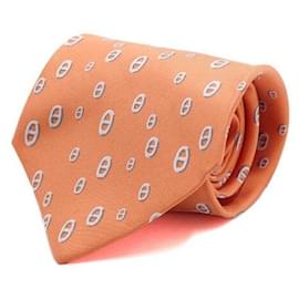 Chaîne d'Ancre Orange Sandal Logo Silk Tie - Hermès