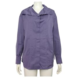Camisa de algodón con cuello drapeado para mujer - Hermès