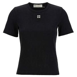 T-SHIRT IN COTONE COSTRINATO CON LOGO - Tory Burch
