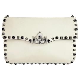 Bolso bandolera Rockstud Rolling Guitar Strap Ivory - Valentino
