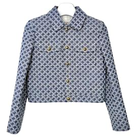 Gebrauchte Trucker Jacket aus Monogramm-Chambray-Baumwolle XS Blue Denim - Céline