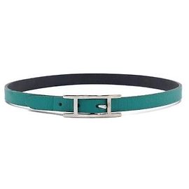 Hermès Pulseira feminina com pulseira reversível de volta dupla em couro bicolor