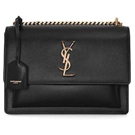 Borsa a spalla media Monogram Sunset Gold Nera - Saint Laurent