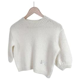 Alpaka-Wollstrick mit Pailletten-Logo für Damen und Kinder - Ivory - Dior