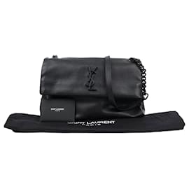 Saint Laurent Borsa a tracolla West Flap in pelle Monogram Nero