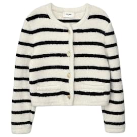 Gestreifter Crop-Cardigan aus Wolle - Céline