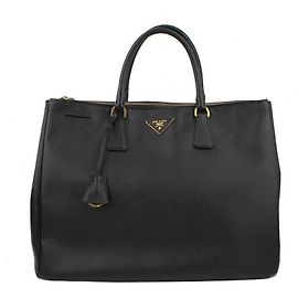 Prada Black Saffiano Gold Hardware Big Tote Bag