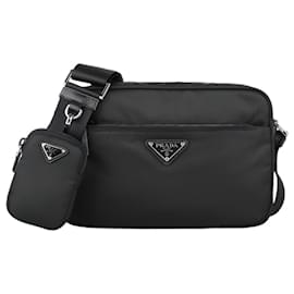 Borsa a tracolla messenger in nylon con logo triangolare - Prada