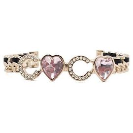 Chanel Bracciale Logo Crystal Heart Placcato Oro Donna Stagione
