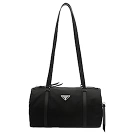 Borsa duffle grande in nylon e pelle saffiano - Prada