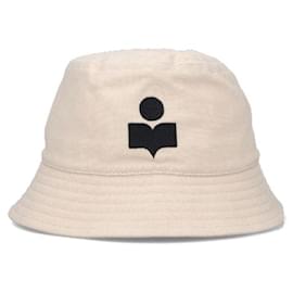 Cappello Bucket con Logo Ricamato Ecru Black - Isabel Marant