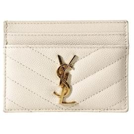 Saint Laurent Monogram Cassandra Matelassé Kartenetui Ivory