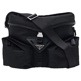 Prada Bolsa de ombro em nylon com logótipo triangular