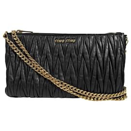 Borsa a tracolla clutch con catena in pelle Nappa matelassé Nero - Miu Miu