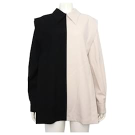 Gucci Set Donna: Camicia in lana bicolore a spalle larghe e Pantaloni in lana bicolore Nero Bianco