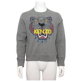 Graues Unisex-Sweatshirt aus Fleece mit Tiger-Logo - Kenzo