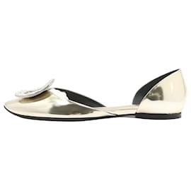 Roger Vivier Ballerine metallizzate oro con cristalli quadrati
