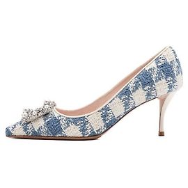 Roger Vivier Zapatos de salón de tweed multicolor con flores, strass y perlas