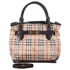 Burberry Borsa Tote e a Tracolla Vintage a Quadretti con Fibbia Dorata