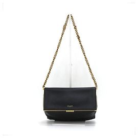 Saint Laurent Black Smooth Leather Medium Chain Tote and Shoulder Bag