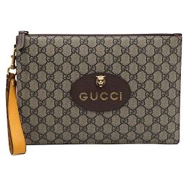 Gucci Supreme Canvas Neo Vintage Strap Pouch Clutch Bag
