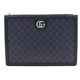 Gucci Clutch Portfolio GG Navy Unisex