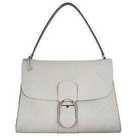 Delvaux Unused Palladium Tempo MM Ivory Calf Grain