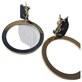 Orecchini a cerchio Saint Laurent con monogramma YSL tono oro