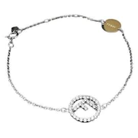 Bracciale con charm e strass argento Fendi