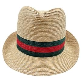 Gucci Strohhut in Grün und Rot